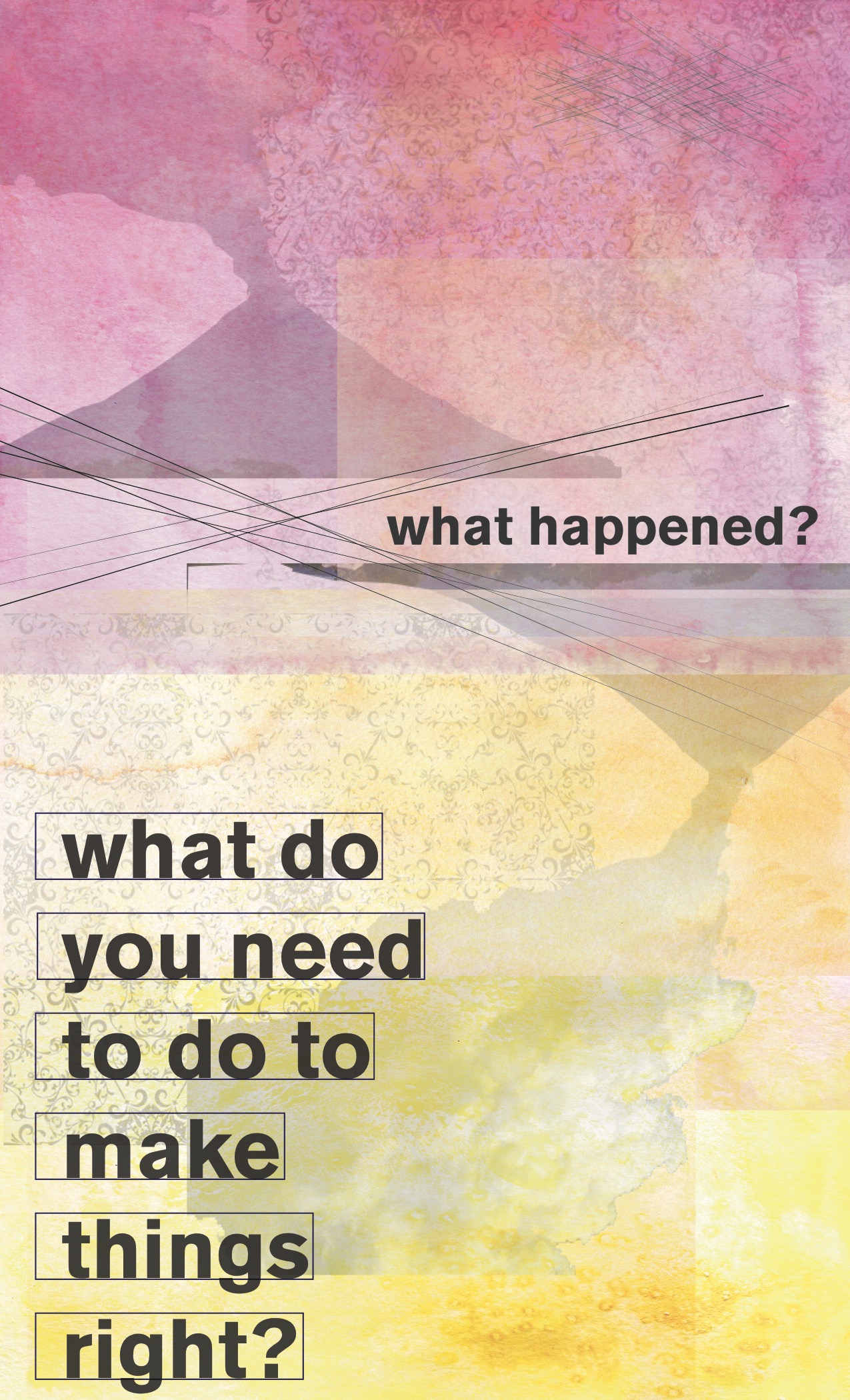 "What happened? What do you need to do to make things right?" by Sarah Ross